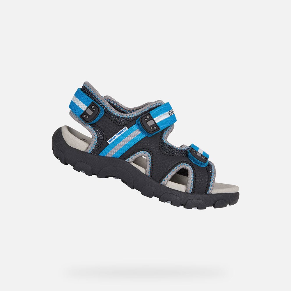 Sandales Geox Strada - Noir/Bleu - Garcon 284579-QUX